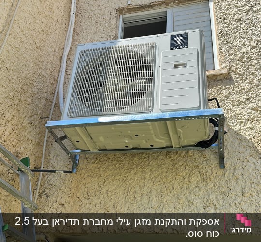 יחידת מיזוג אוויר מותקנת על קיר חיצוני